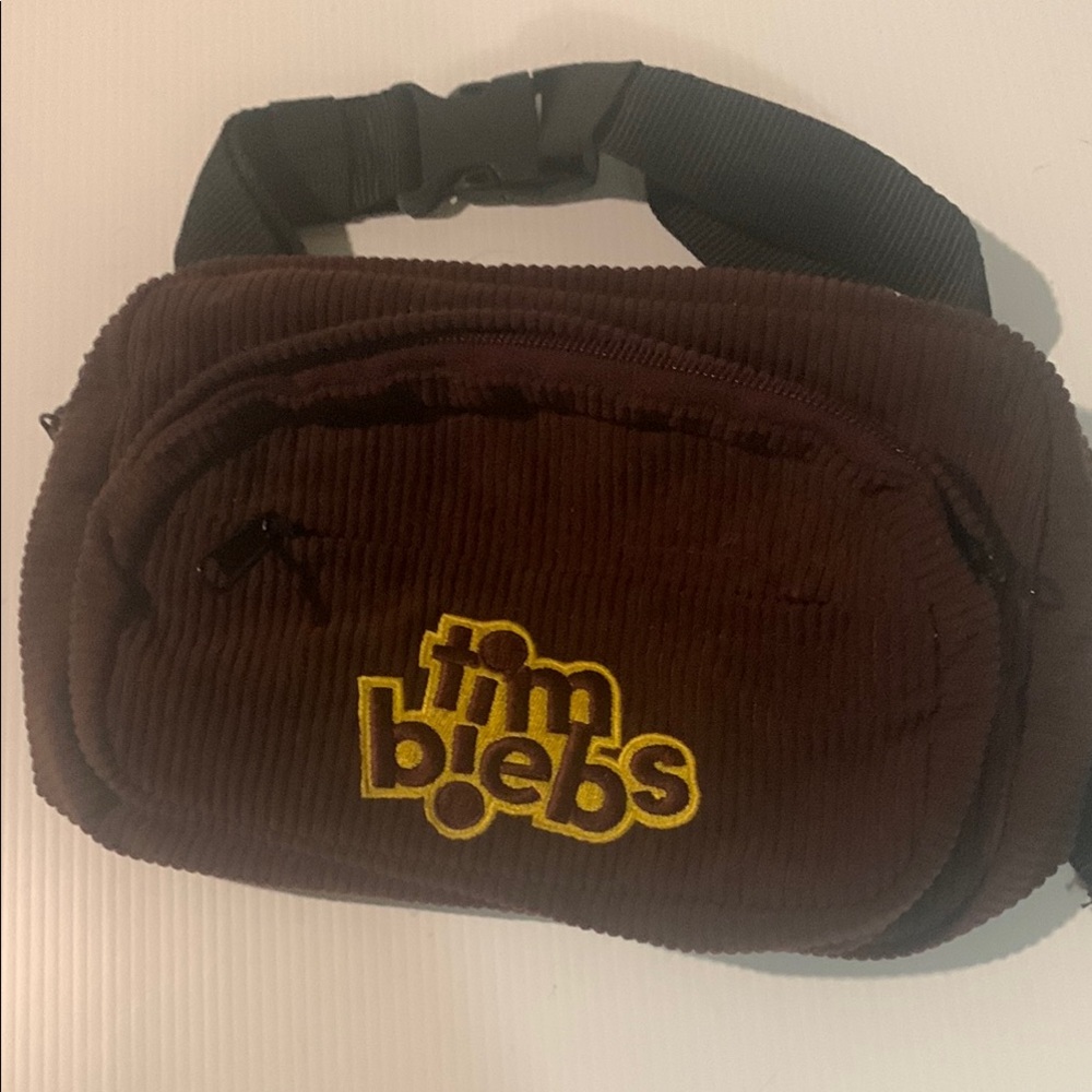 Tim Biebs Fanny pack exclusive to Tim Hortons,brown corduroy patch ,2 zips